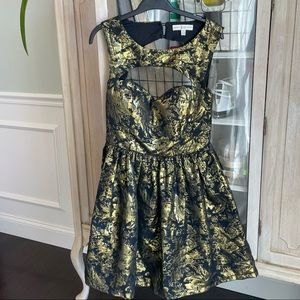 Black and Gold A-line Cut out dress.